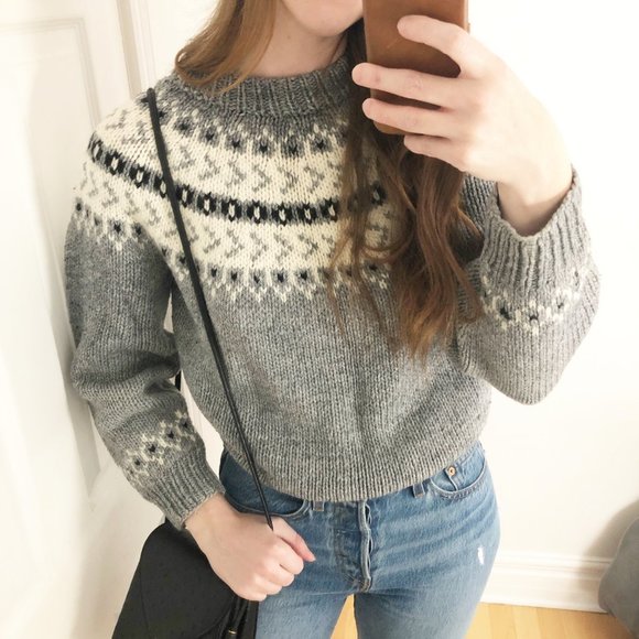 Vintage Fair Isle Knit Classic Crew Neck Sweater - Picture 2 of 7